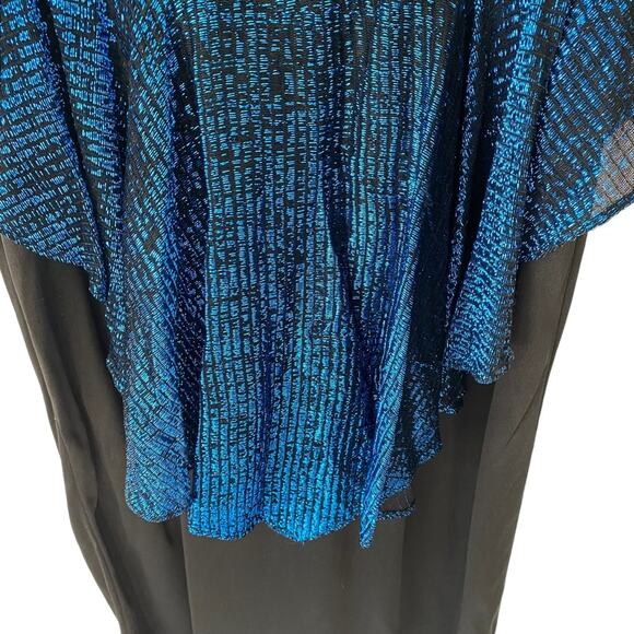 T Juniors Vintage 70s Disco Blue Metallic Peplum Dress size small 3 - Picture 4 of 11